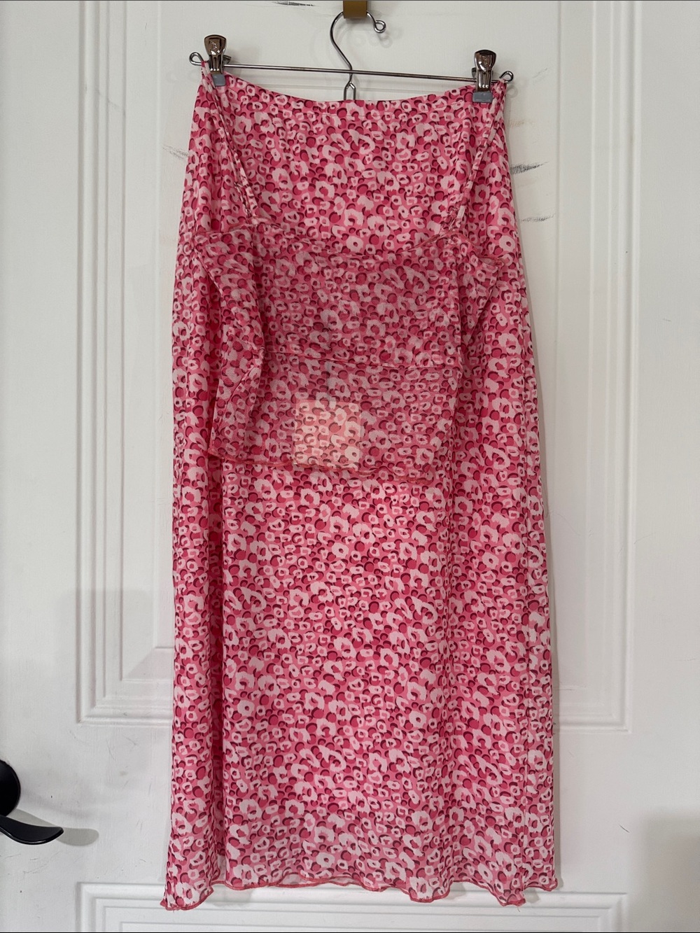 Mimosa - 2 piece Pink Floral Print Sheer Maxi Skirt